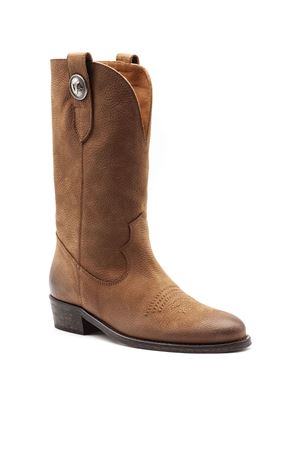 Stivale midi in pelle martellata marrone VIA ROMA 15 | 4378CUOIO